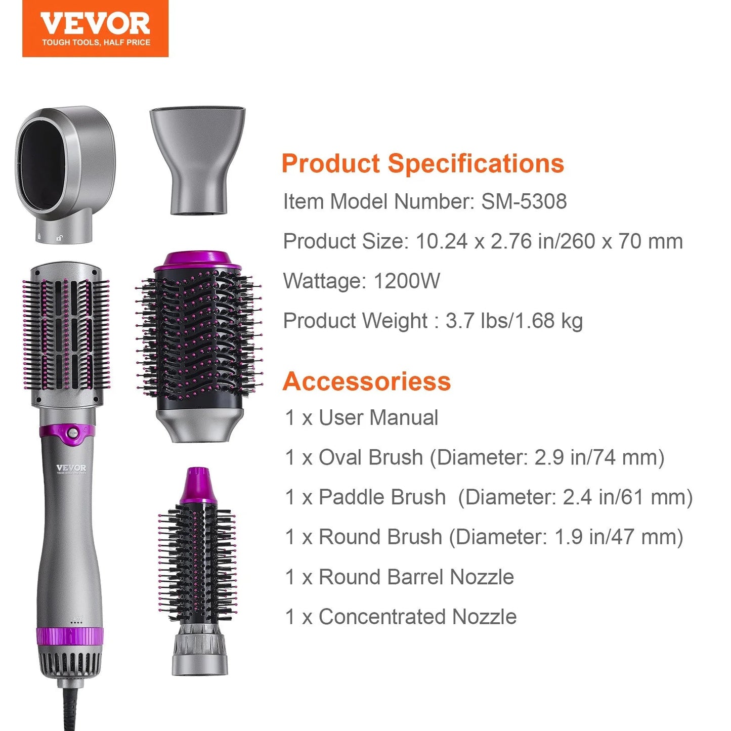 vevor 5 in 1 hair dryer brush from jambra hot hair styler