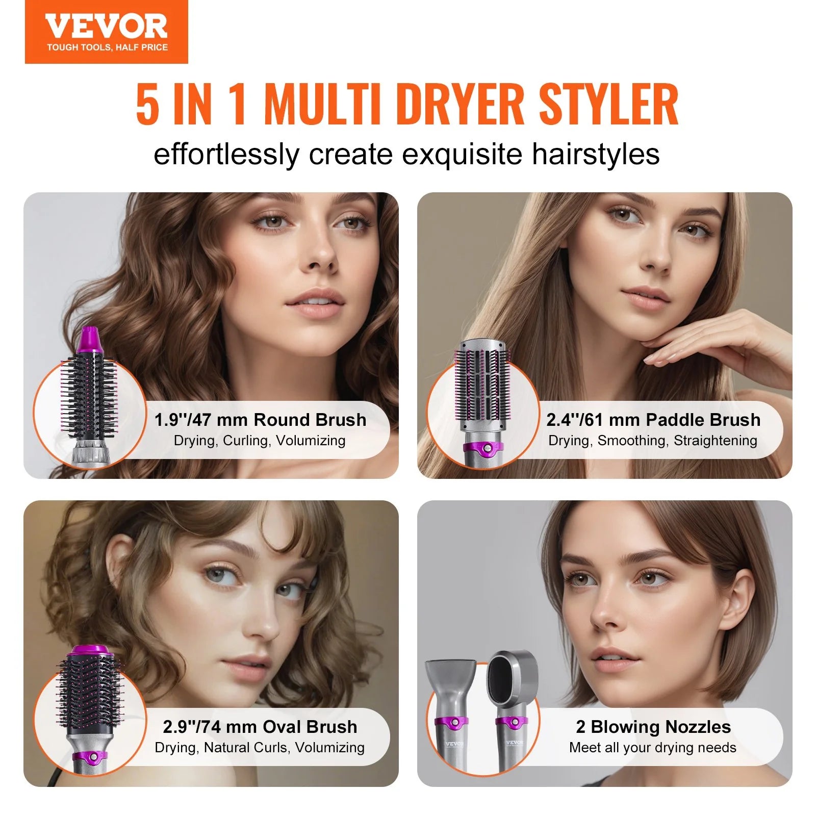 vevor 5 in 1 hair dryer brush from jambra hot hair styler