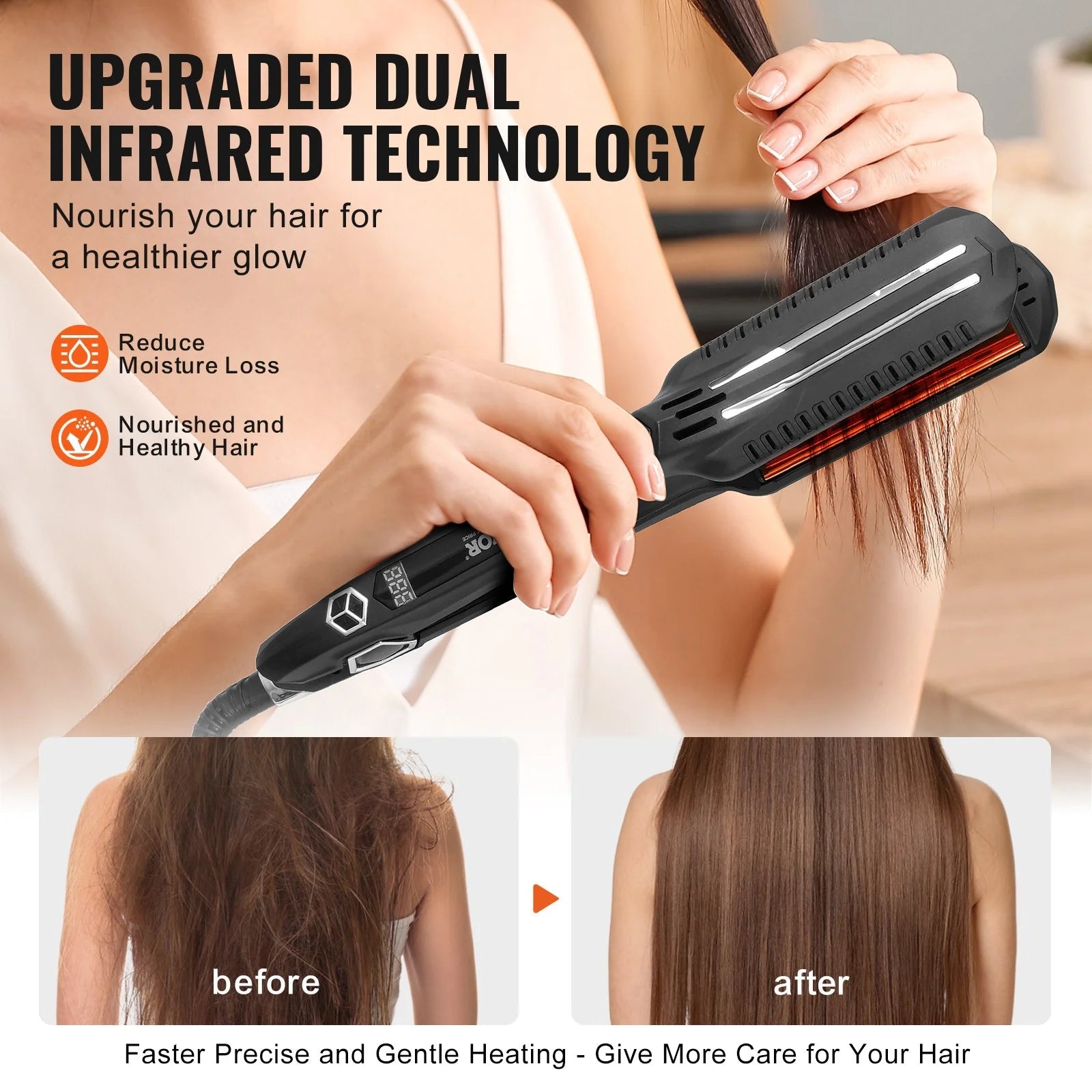 titanium flat Iron from jambra dual infrared and lcd display